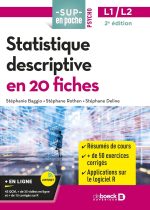 Statistique descriptive en 20 fiches: Licences 1 et 2 de Stéphanie Baggio (Auteur), Stéphane Rothen (Auteur), Stéphane Deline (Auteur)  Format : Broché